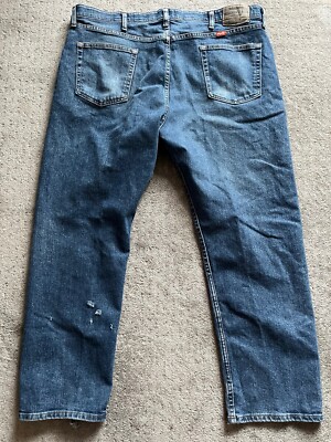 Wrangler Mens Regular Fit 100% Cotton Blue Jeans Size 42x29