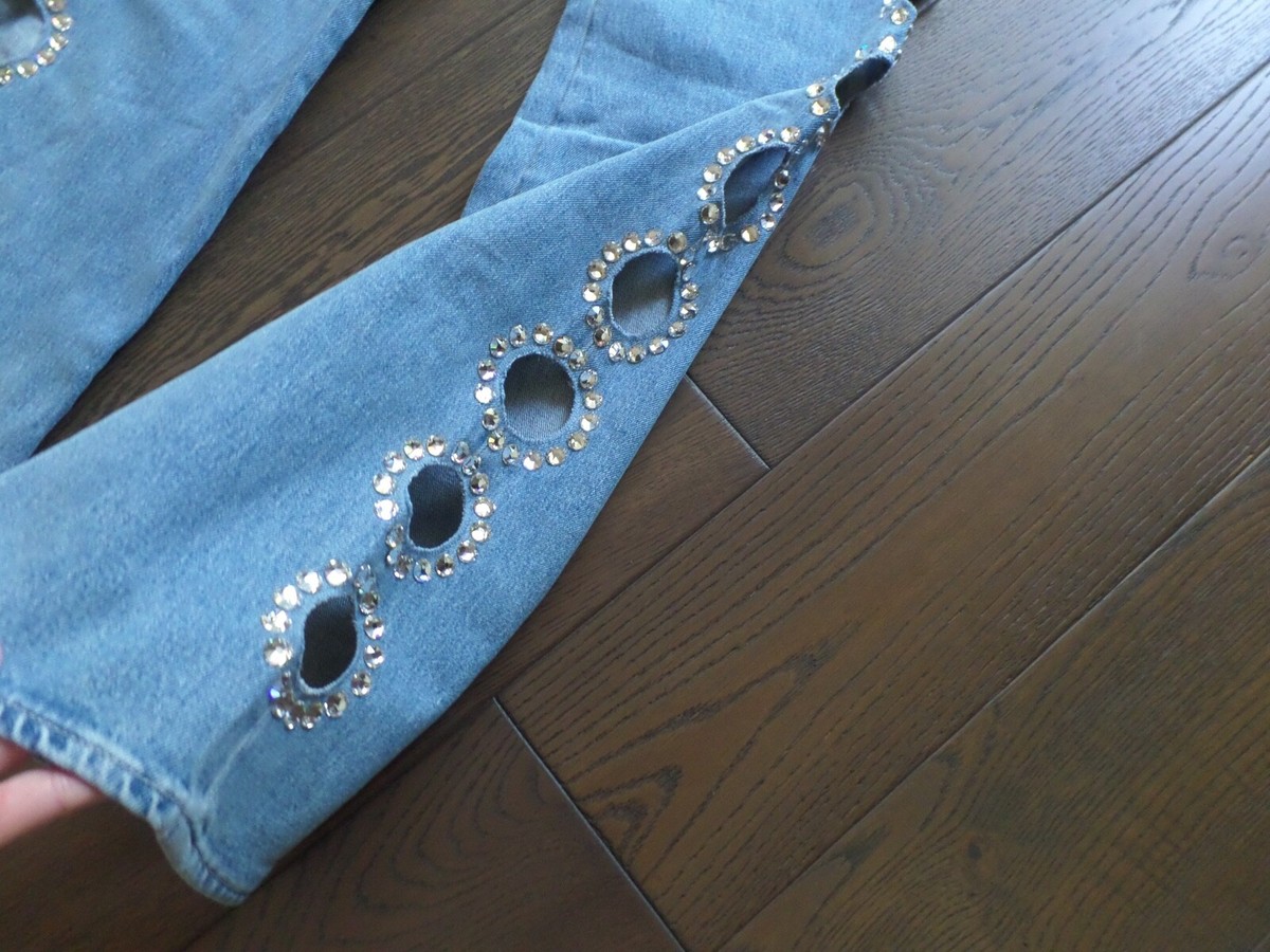New ADR X 7FAM slouchy boot cut blue jean cut-outs w
