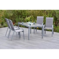 Merxx GartenmöBel Amalfi Di Lusso Set 5Tlg. 4 Stapelsessel Diamantbraun +1 Tisch