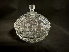 Indiana Clear Glass Whitehall Cubist Cube Covered Candy Dish Vintage