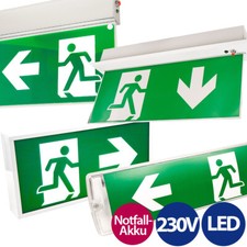 LED Fluchtwegleuchte Notleuchte Notausgang Rettungsweg Leuchtschild mit Akku
