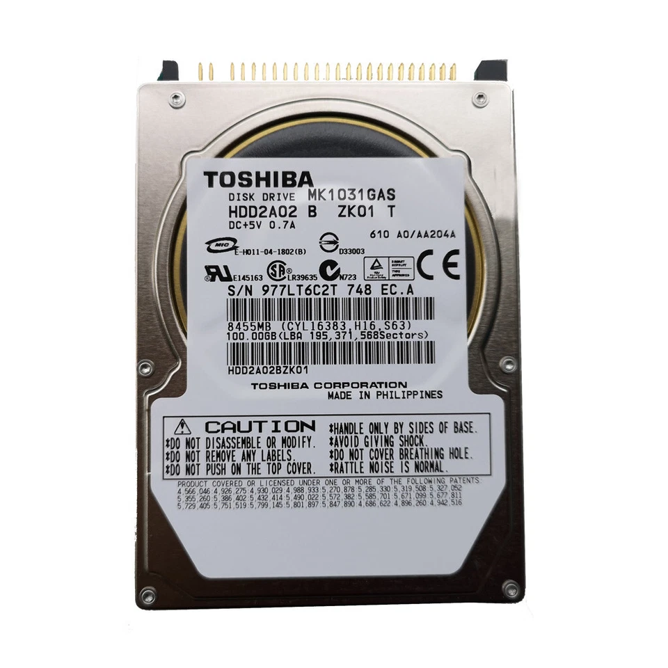 Original Toshiba MK1031GAS 100GB 4200RPM IDE PATA 2.5" Laptop Hard Disk Drive - Image 2 of 4