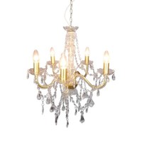 Pendellampe Kronleuchter HäNgeleuchte Gold Kristalle Wohnzimmerlampe H 85 Cm