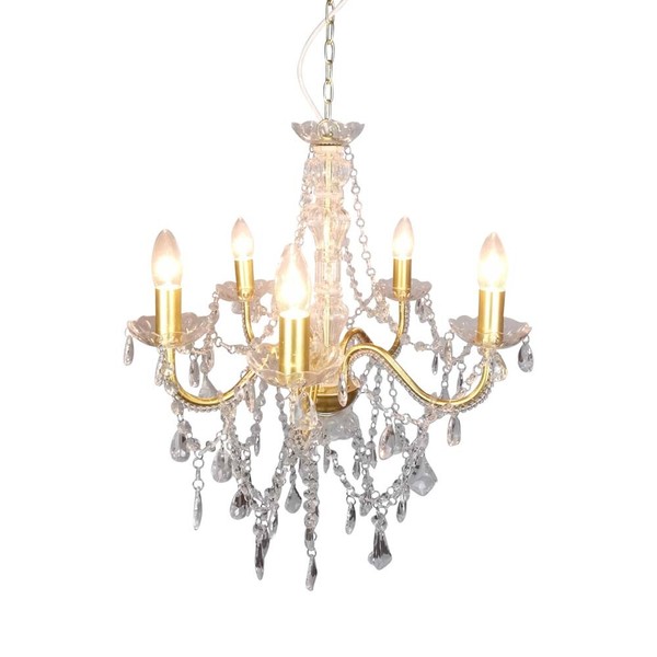 Pendellampe Kronleuchter HäNgeleuchte Gold Kristalle Wohnzimmerlampe H 85 Cm-image