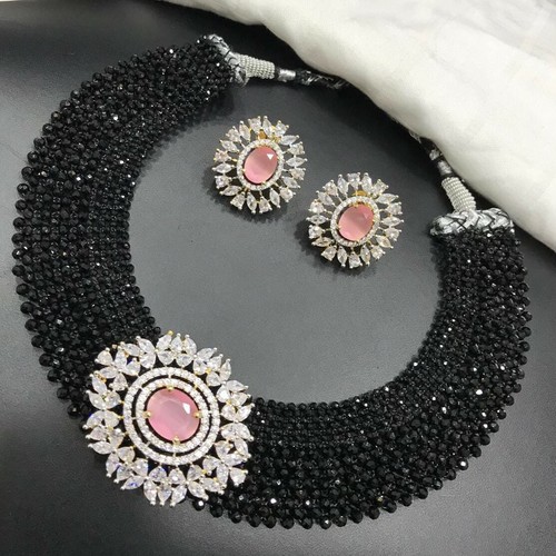Indian Bollywood Gold Plated AD CZ Kundan Choker Necklace Wedding Bridal Jewelry