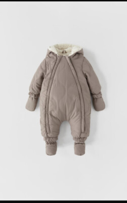 ZARA NWT puffer jumpsuit coveralls worm fur size 3-6 months