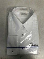 French cuffed laydown collar white tuxedo shirt