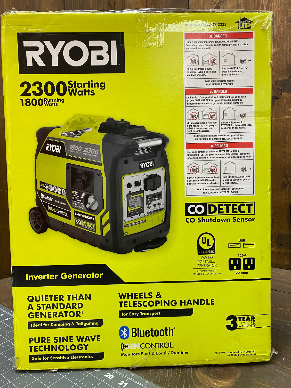 RYOBI 2,300-Watt Recoil Start Bluetooth Super Quiet Gasoline Powered  Digital Inverter Generator with CO Shutdown Sensor RYi2322 - The Home Depot