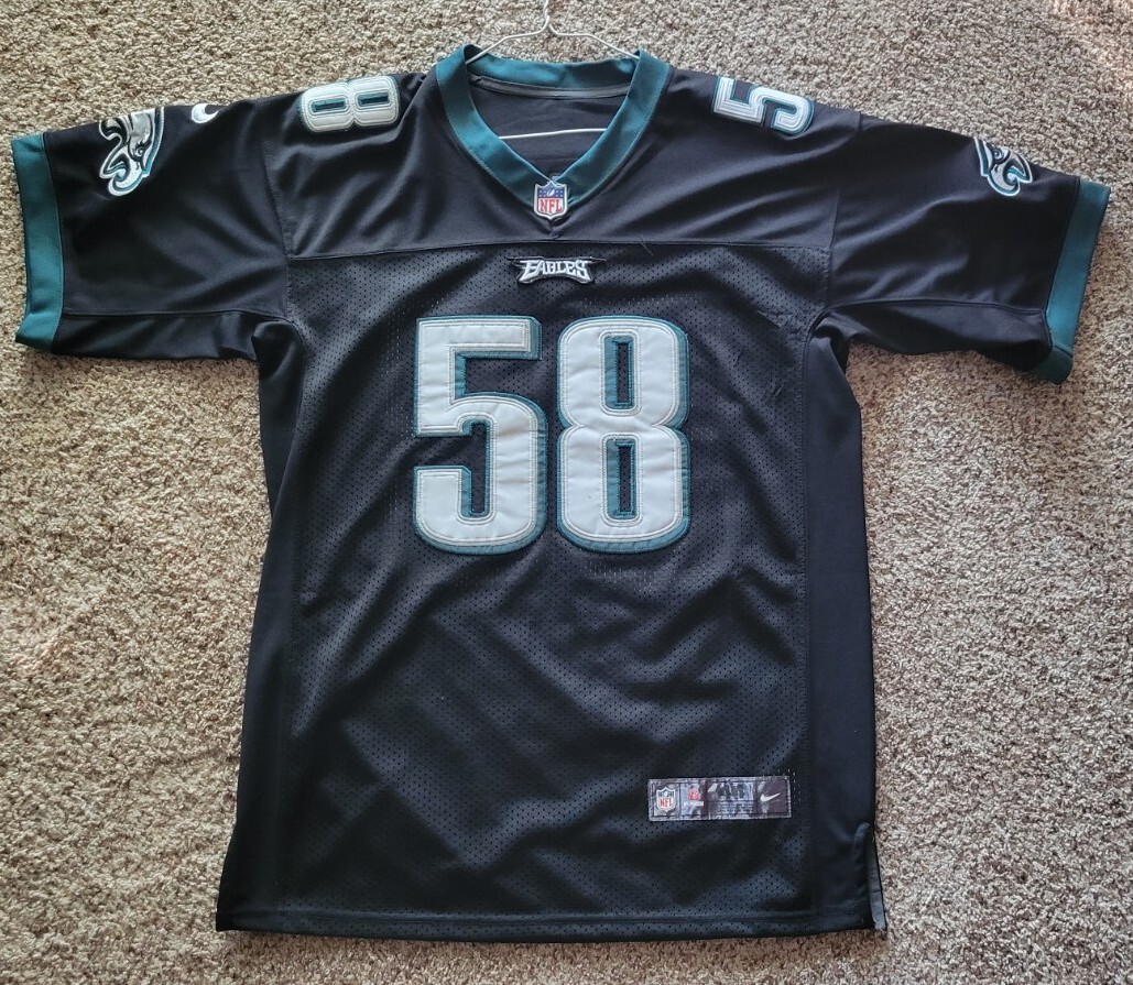 Authentic Philadelphia Eagles Trent Cole Sewn On Nike Men's Black Jersey Med 44