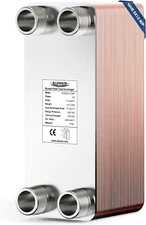 ALORAIR 50 Plate 5"x12" Brazed Plate Heat Exchanger,1-1/4"MPT Port,316L St.Steel