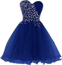 Strapless a Line Blue Crystal White Oranga Homecoming Dress Short Prom Dress