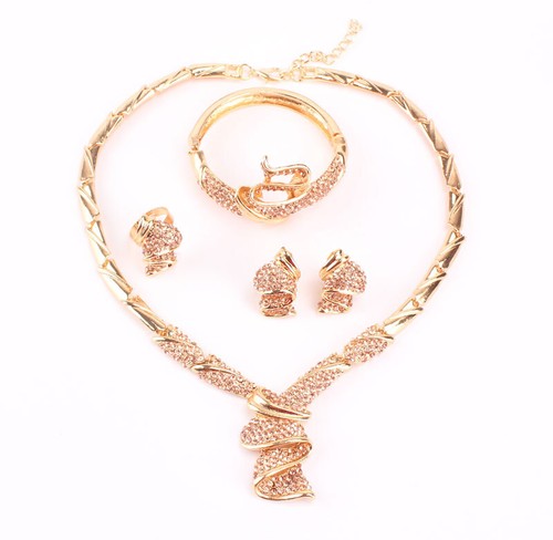Set gioielli collana donna moda placcata oro 18 carati Africa Dubai festa matrimonio - Foto 42 di 85