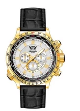 Chronograph Cavadini Men's Watch Rotating GMT Inner Ring CV-1606 Stainless Steel