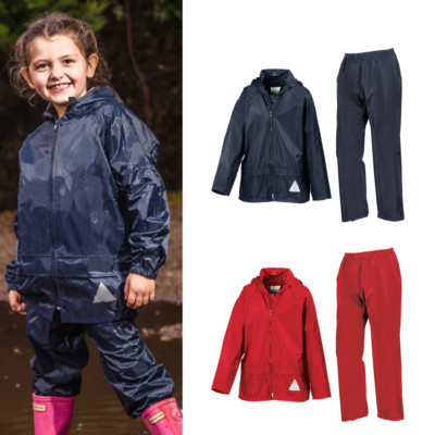 Result Junior wasserdichte Jacke Hosensatz r095j-Kinder Winterkleidung Regenanzu