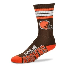 Cleveland Browns Crew Socks Large Size 10 to 13    4 Stripe