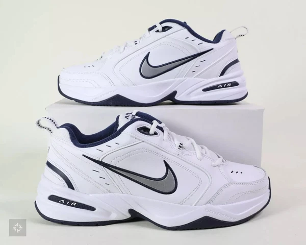 Nike Men's Air Monarch IV Training Shoe, Color: White Navy, Medium/D