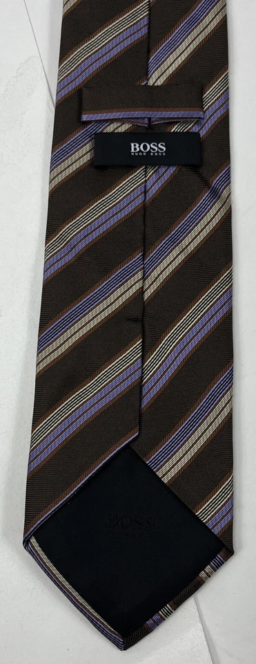 "Corbata de hombre Hugo Boss 100 % seda diseñador ITALIA RAYAS multicolor 58"" X 3,75""" Foto 2 de 4