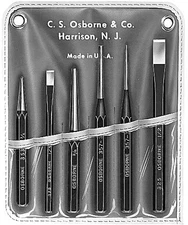 C S Osborne K-327 6-Piece Punch & Cold Chisel Set, Heavy Duty Steel 