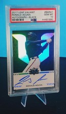 PSA 10 2017 Leaf Valiant RONALD ACUNA BLACK ON CARD AUTO 5/5 RC GEM MINT POP 1