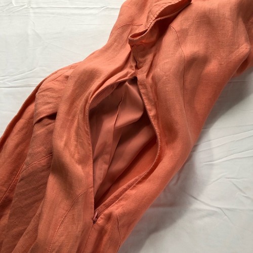 J Jill womens 8 peach orange short cap sleeve maxi linen dress minimalist travel - Picture 8 of 11