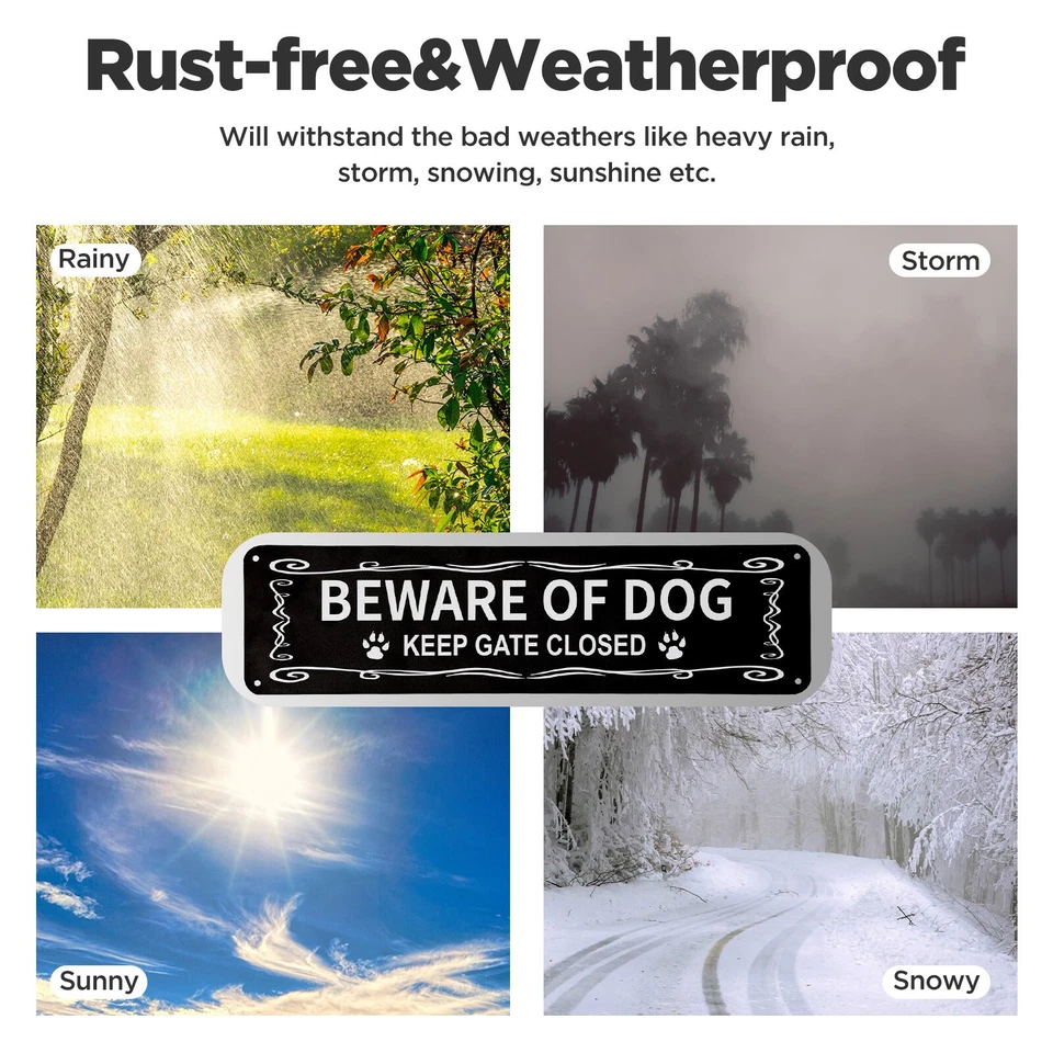 Металлическая алюминиевая предупреждающая вывеска для собак светоотражающая УФ-печать упаковка 2 шт. - Изображение 2 из 4