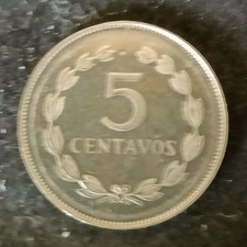 0423 El Salvador 5 Centavos Coin dated 1994 in Nickel Clad Steel KM#154b