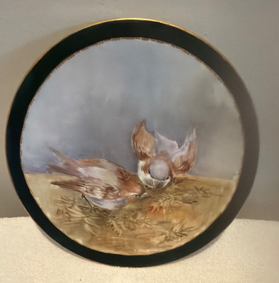 JPL Hand Painted Bird Plate France Limoges Antique