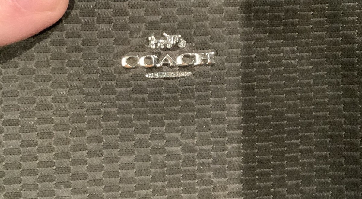 Y2K COACH Legacy Signature Jacquard Corner Zip Wristlet Silver Grey Black View 2