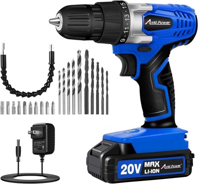 AVID POWER 20V MAX Lithium lon Cordless Drill Set, Power Drill Kit with Battery