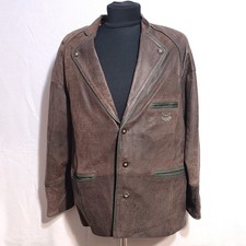 Original Trachten Mens Real Leather Jacket Germany Hunting Octoberfest Size 54
