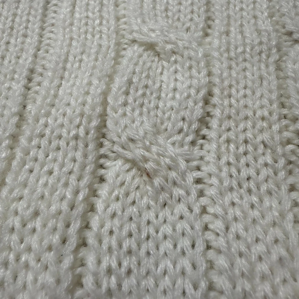 Suéter De Colección Izod Lacoste Para Hombres Talla M Blanco Tejido con Cable Preppy Tenis Cuello en V Foto 2 de 4