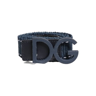DOLCE & GABBANA Belt Blue Cotton Canvas DG Logo Metal Buckle 115cm