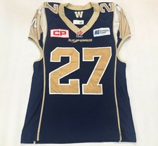 Reebok 2013 CFL Winnipeg Blue Bombers SHERMAN #27 Game Worn Jersey Sz 40 Sewn