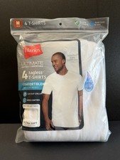 NWT Hanes T -Shirts Men  s Size Medium 38-40  Ultimate Tagless White 4 Pack Soft