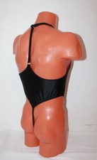 Men Thong Leotard 152-71 Open Back Black Spandex Size M