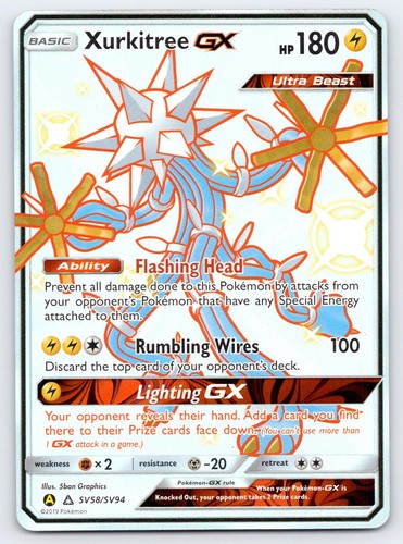 Xurkitree GX SV58/SV94 Shiny GX Rare Hidden Fates Shiny Vault Pokemon Holo NM