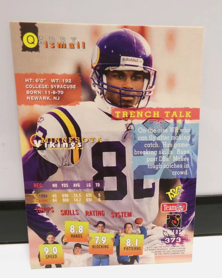 Qadry Ismail #373 1995 Stadium Club - Image 2 of 2