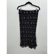 VTG Women Y2K 90s Midi Skirt L Floral Whimsigoth Dark Romantic Fairy