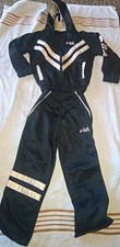 Vintage FILA Tracksuit Two Piece Set Black White Full Zip Hoodie Track Pants