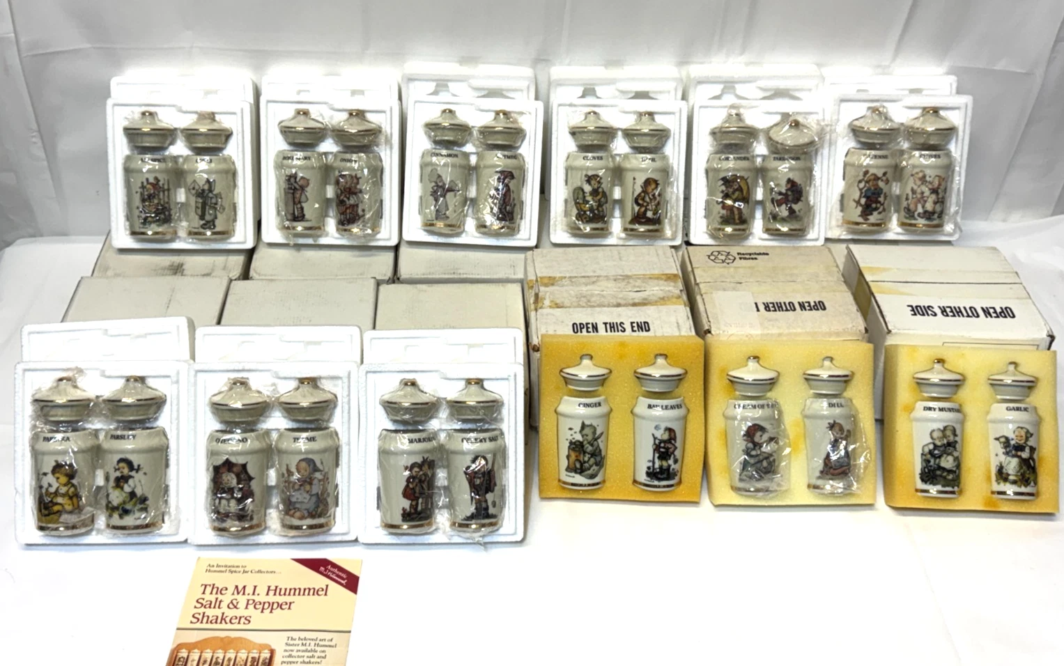 MJ Hummel 24 Jars Spice Jar Set 24K Gold Switzerland/Japan 1987 NEW IN BOXES
