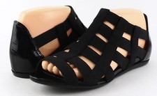 250 DONALD J PLINER ESTEE A05 Black Elastic Designer Strappy Flat Sandals 7