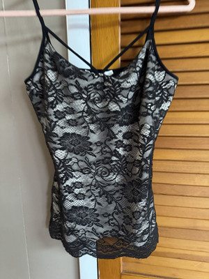 Boston Proper Lace Made To Be Seen Cami Black Mesh Women's Size Small NWT