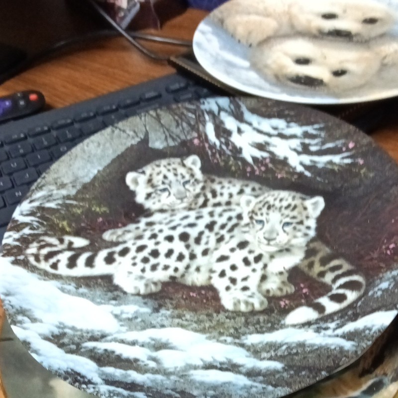 Leopard Decorative Collector Plate Snow Scene Leopard Illustration