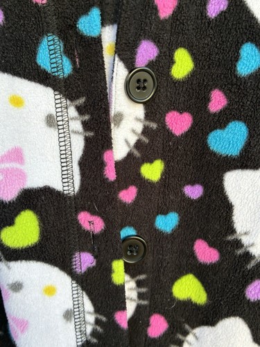 Hello Kitty Footed 1 Piece Black & Pink Pajamas With Hoodie Medium Release 2013 - Picture 6 of 14