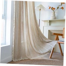 Boho Curtain for Bedroom Living Room 84 Inches 52"W x 84"L Pack of 1 Natural