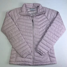 Columbia Puffer Jacket Women’s Size Medium Pink Full Zip Thermal Winter Coat Top
