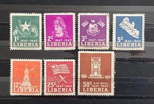 Liberia 1947 Airmail Set MH Independence Anniversary MM27