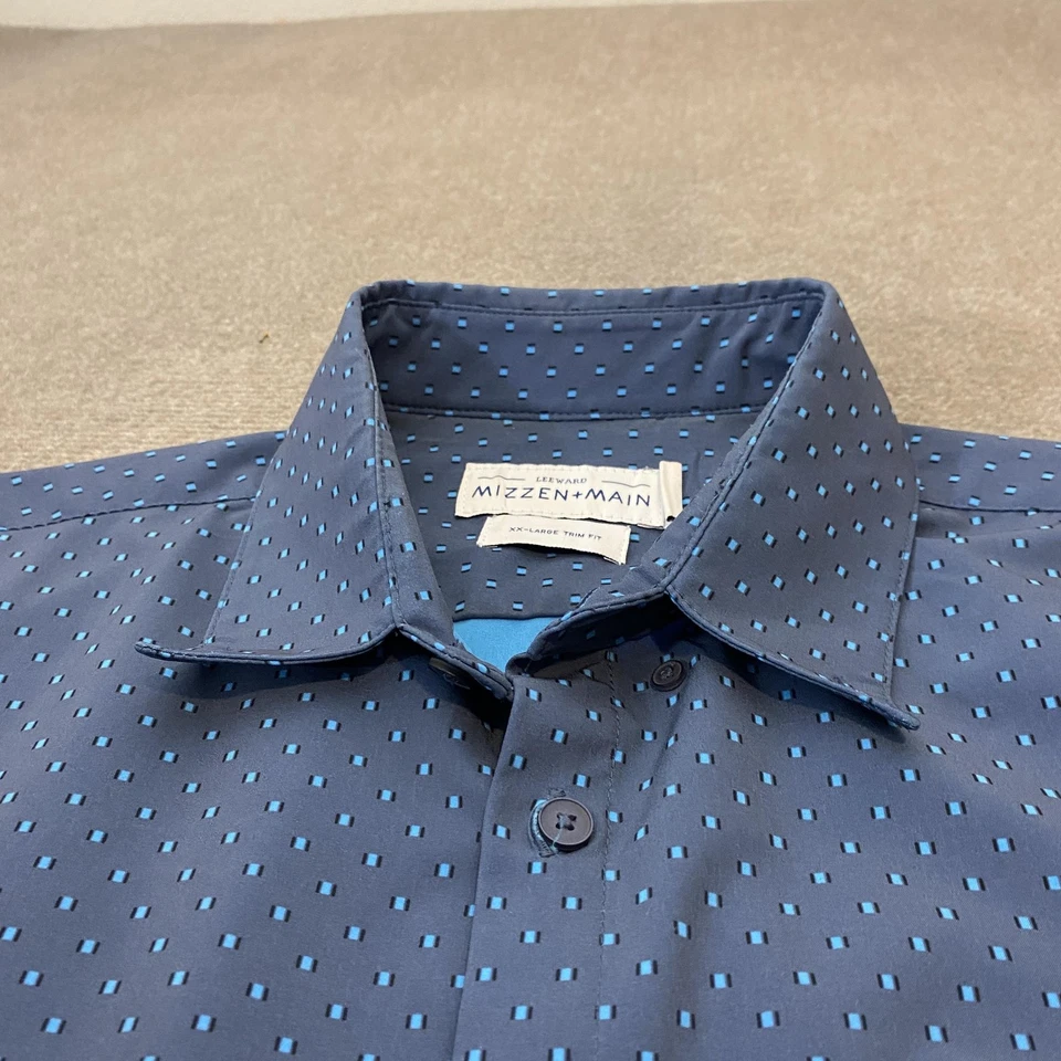 Mizzen+Main Leeward Shirt Mens 2XL Short Sleeve Trim Fit Performance Polka Dots - Image 2 of 4