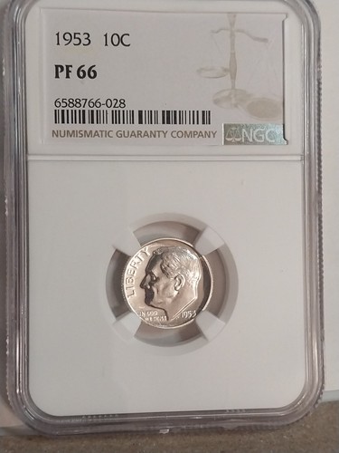 1953 NGC ROOSEVELT SILBER GROSCHEN PROOF 66!!!! PREISLEITFADENLISTEN FÜR 38 $