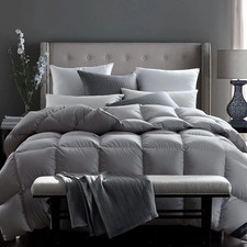 Luxurious Grey Goose Down Comforter Queen, Heavyweight Winter Duvet Insert